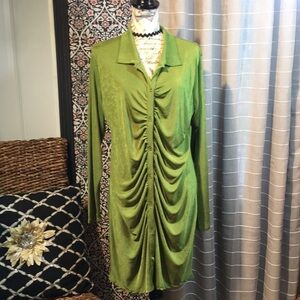 rue+ gathered front button drown dress